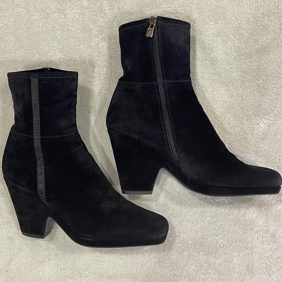 Prada Black Suede Sock Boots Size 7 - Picture 1 of 16